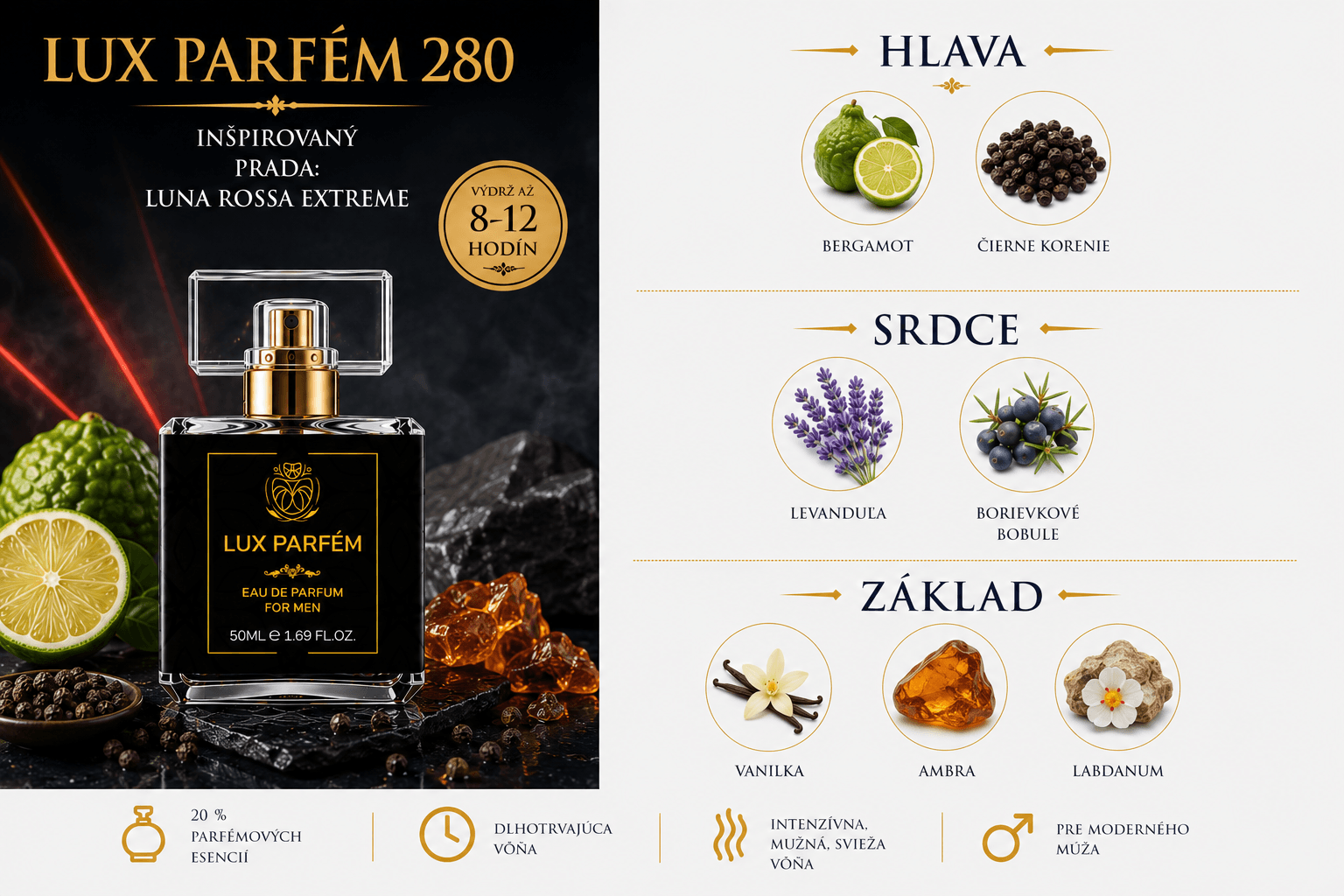 Lux Parfém 280 – Inšpirovaný Prada: Luna Rossa Extreme